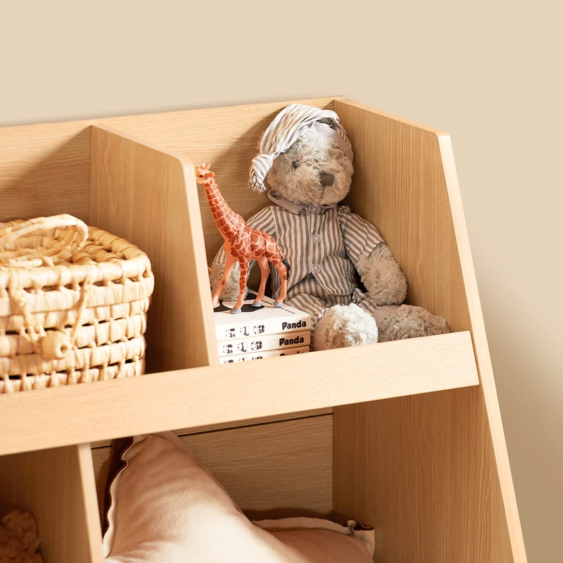 SoBuy KMB111-N Bibliothèque Enfant avec 5 Compartiments Ouverts, pour Chambre d’Enfant, Rangement Optimisé, Design Fonctionnel – L87×P37×H78 cm, Naturel