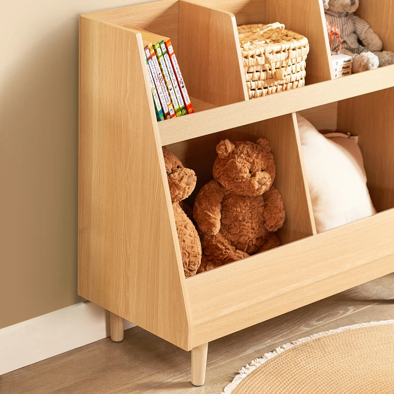 SoBuy KMB111-N Bibliothèque Enfant avec 5 Compartiments Ouverts, pour Chambre d’Enfant, Rangement Optimisé, Design Fonctionnel – L87×P37×H78 cm, Naturel