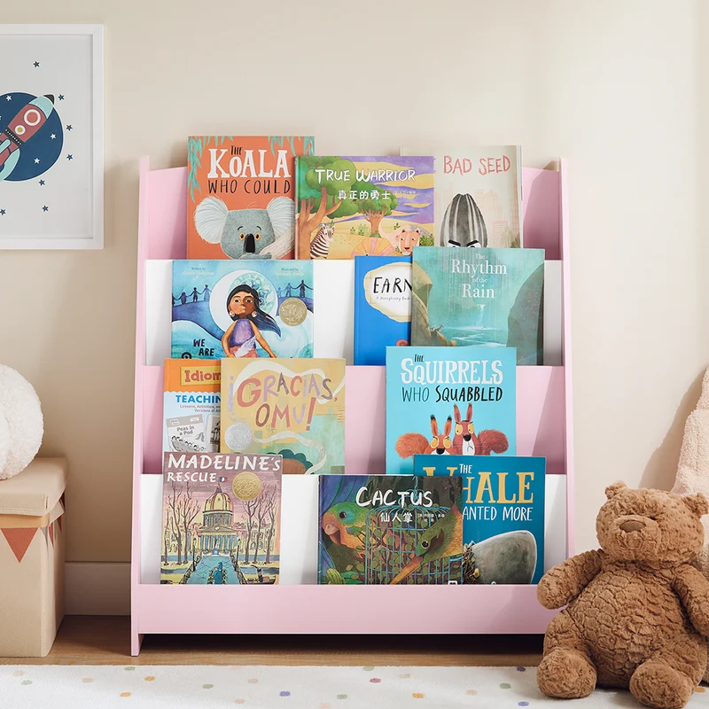 SoBuy KMB32-P Bibliothèque Enfant, Étagère à Livres Enfants, Étagère de Rangement pour Chambre d'enfants