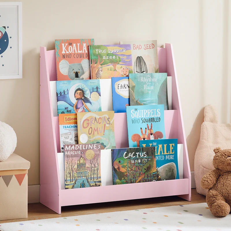 SoBuy KMB32-P Bibliothèque Enfant, Étagère à Livres Enfants, Étagère de Rangement pour Chambre d'enfants