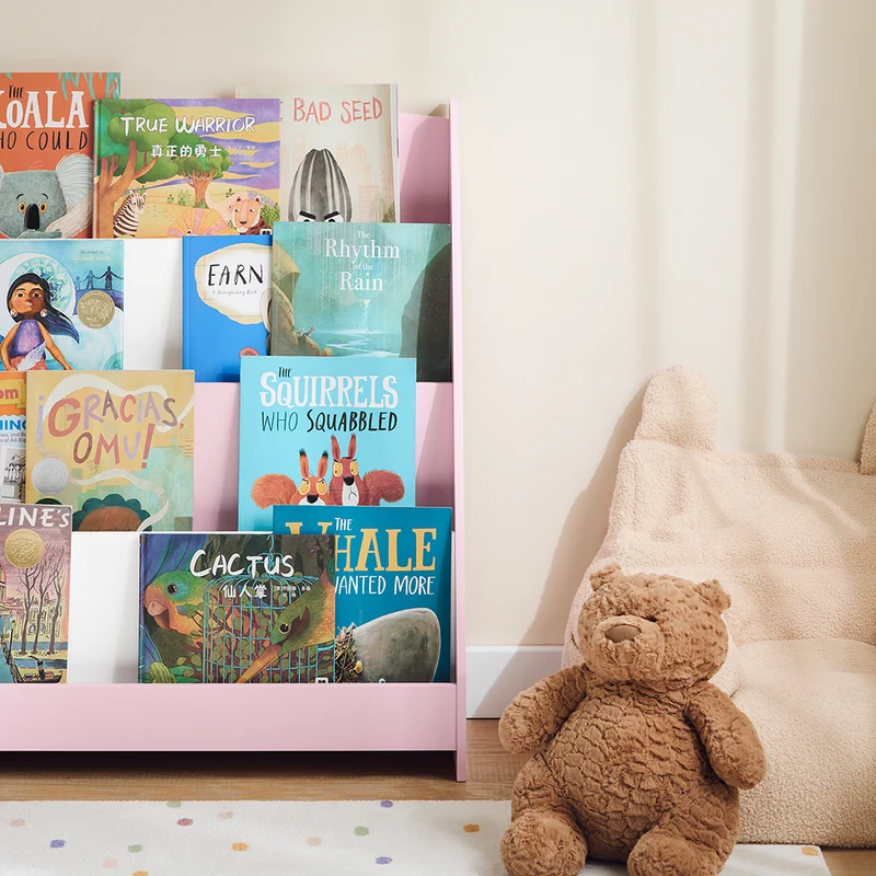 SoBuy KMB32-P Bibliothèque Enfant, Étagère à Livres Enfants, Étagère de Rangement pour Chambre d'enfants