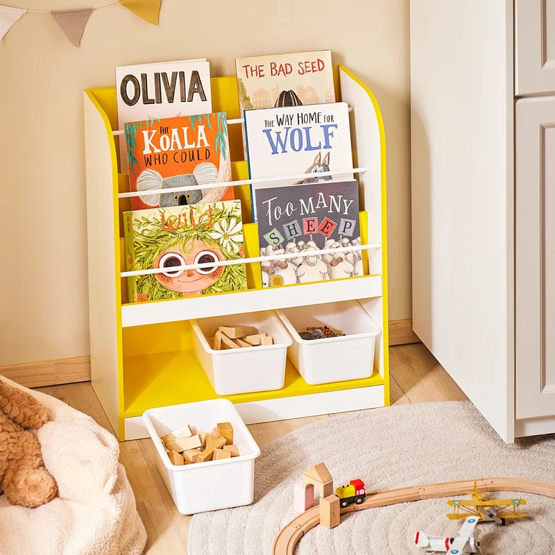 SoBuy KMB108-G Étagère à Livres et Jouets, Bibliothèque Enfant, Étagère de Rangement pour Chambre Enfant