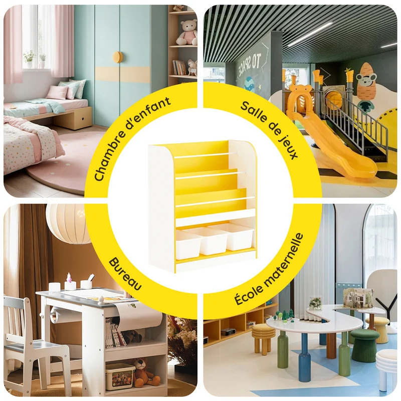 SoBuy KMB108-G Étagère à Livres et Jouets, Bibliothèque Enfant, Étagère de Rangement pour Chambre Enfant