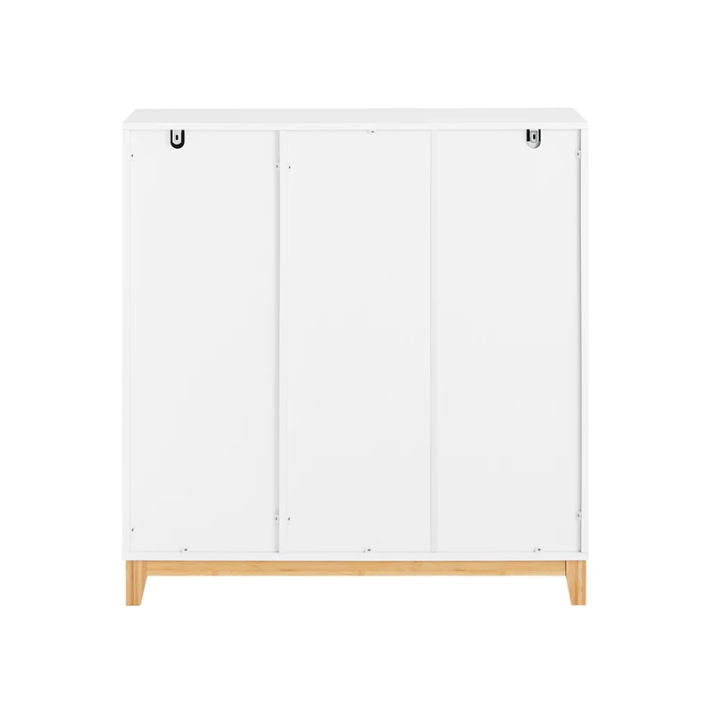 SoBuy FSR190-WN Armoire à Chaussures 3 Portes et 1 Tiroir, Rangement pour Entrée Couloir – 80x34x85 cm, Blanc et Naturel