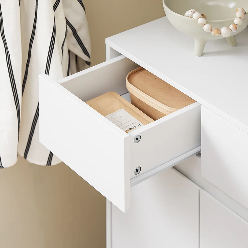 SoBuy FSR190-WN Armoire à Chaussures 3 Portes et 1 Tiroir, Rangement pour Entrée Couloir – 80x34x85 cm, Blanc et Naturel