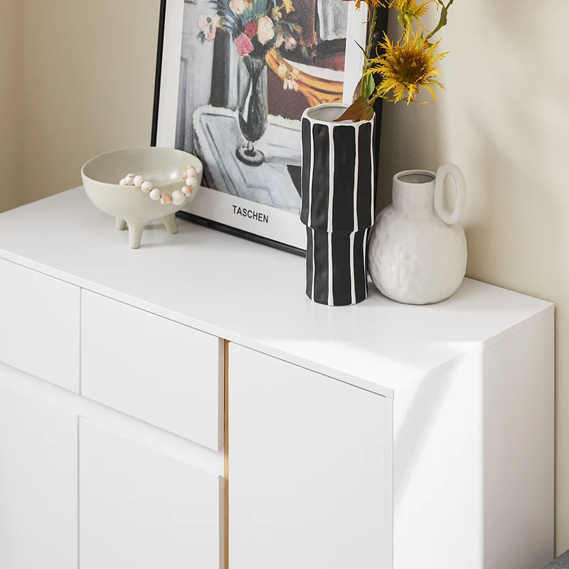 SoBuy FSR190-WN Armoire à Chaussures 3 Portes et 1 Tiroir, Rangement pour Entrée Couloir – 80x34x85 cm, Blanc et Naturel