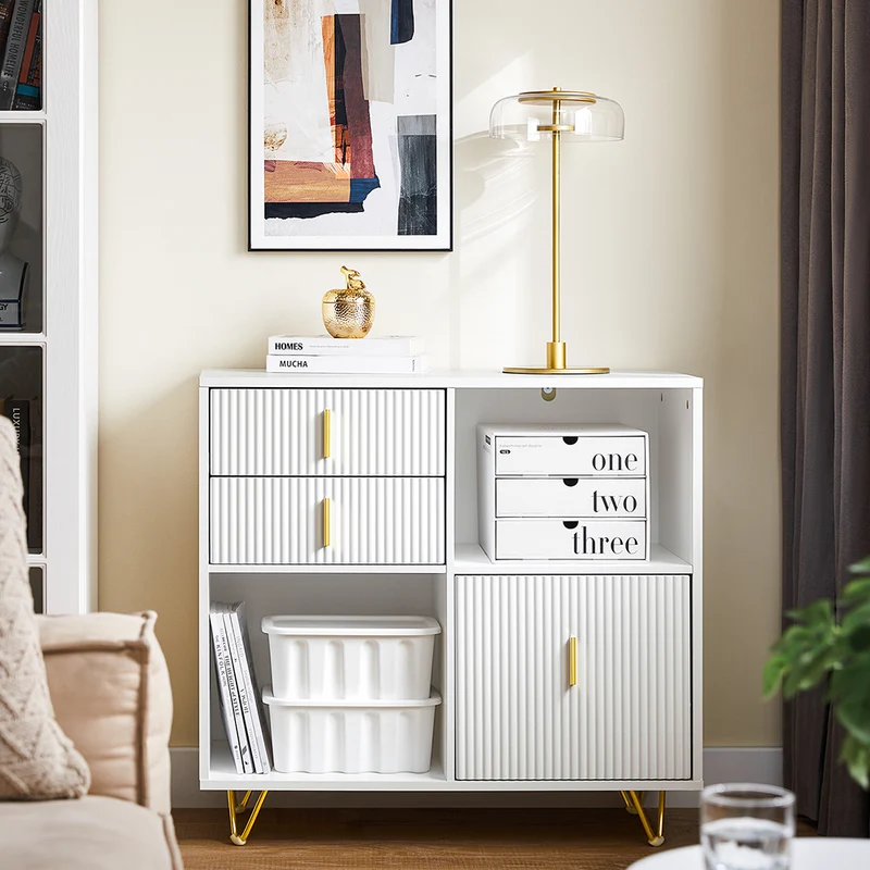 SoBuy ASK11-W Meuble Imprimante et Rangement Bureau Caisson de Bureau avec 3 Tiroirs et 2 Compartiments Ouverts Meuble pour Imprimante Compact Blanc 80x40x75 cm