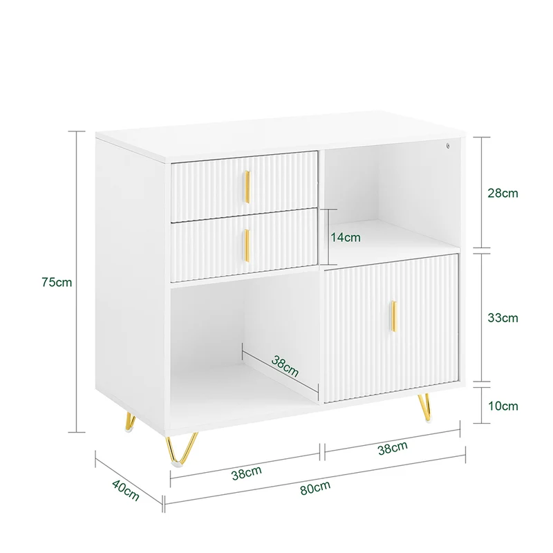 SoBuy ASK11-W Meuble Imprimante et Rangement Bureau Caisson de Bureau avec 3 Tiroirs et 2 Compartiments Ouverts Meuble pour Imprimante Compact Blanc 80x40x75 cm