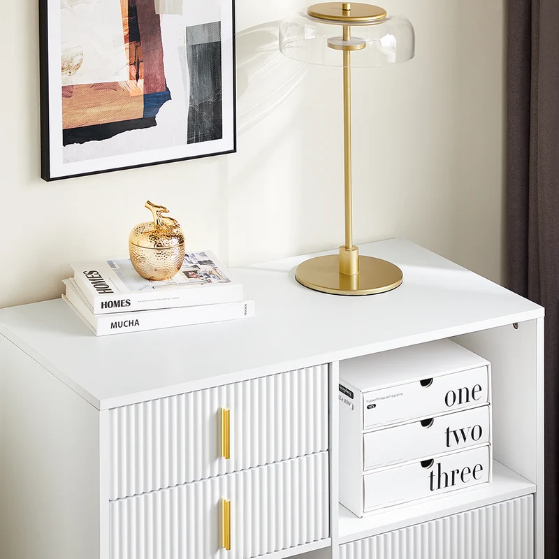 SoBuy ASK11-W Meuble Imprimante et Rangement Bureau Caisson de Bureau avec 3 Tiroirs et 2 Compartiments Ouverts Meuble pour Imprimante Compact Blanc 80x40x75 cm