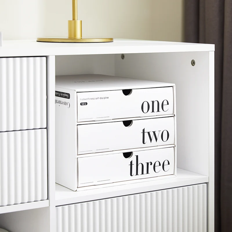 SoBuy ASK11-W Meuble Imprimante et Rangement Bureau Caisson de Bureau avec 3 Tiroirs et 2 Compartiments Ouverts Meuble pour Imprimante Compact Blanc 80x40x75 cm