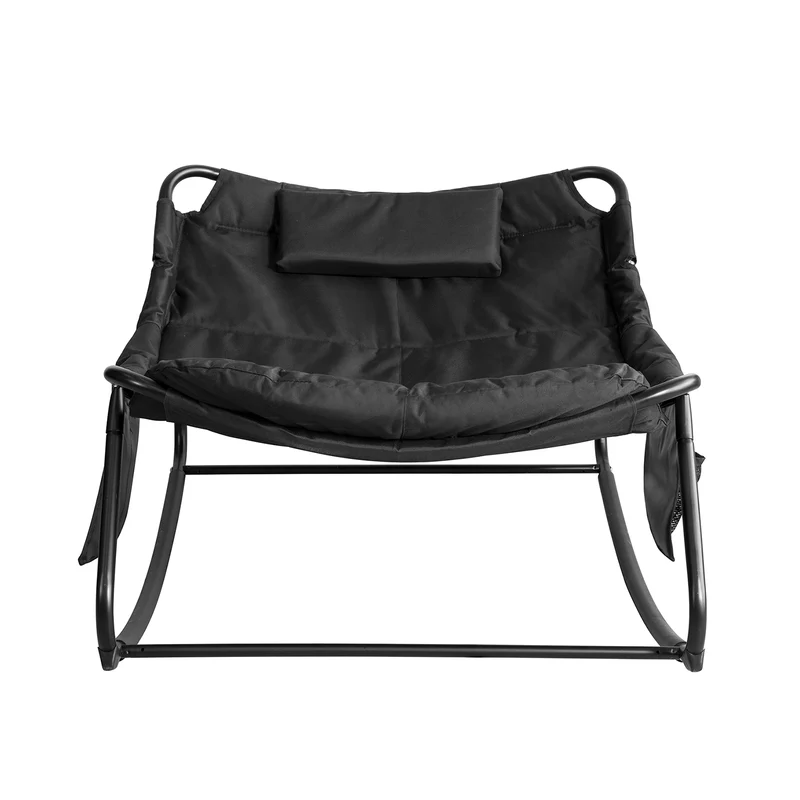 SoBuy OGS56-K-SCH Fauteuil à Bascule avec Coussin Rembourré Chaise Longue Bain de Soleil avec Appui-tête et 2 Poches L