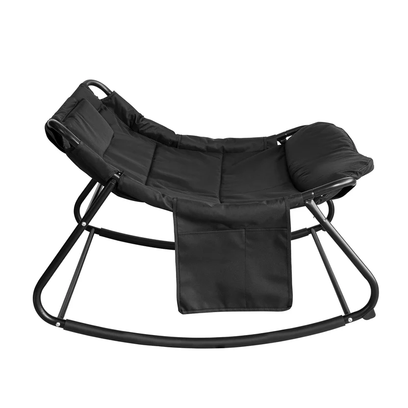SoBuy OGS56-K-SCH Fauteuil à Bascule avec Coussin Rembourré Chaise Longue Bain de Soleil avec Appui-tête et 2 Poches L