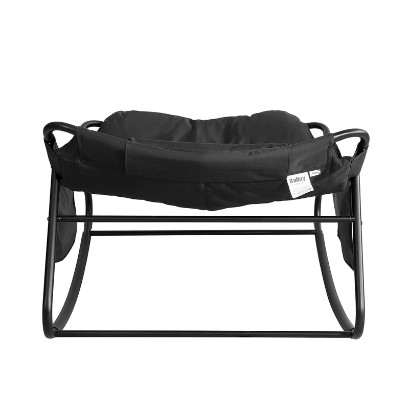 SoBuy OGS56-K-SCH Fauteuil à Bascule avec Coussin Rembourré Chaise Longue Bain de Soleil avec Appui-tête et 2 Poches L
