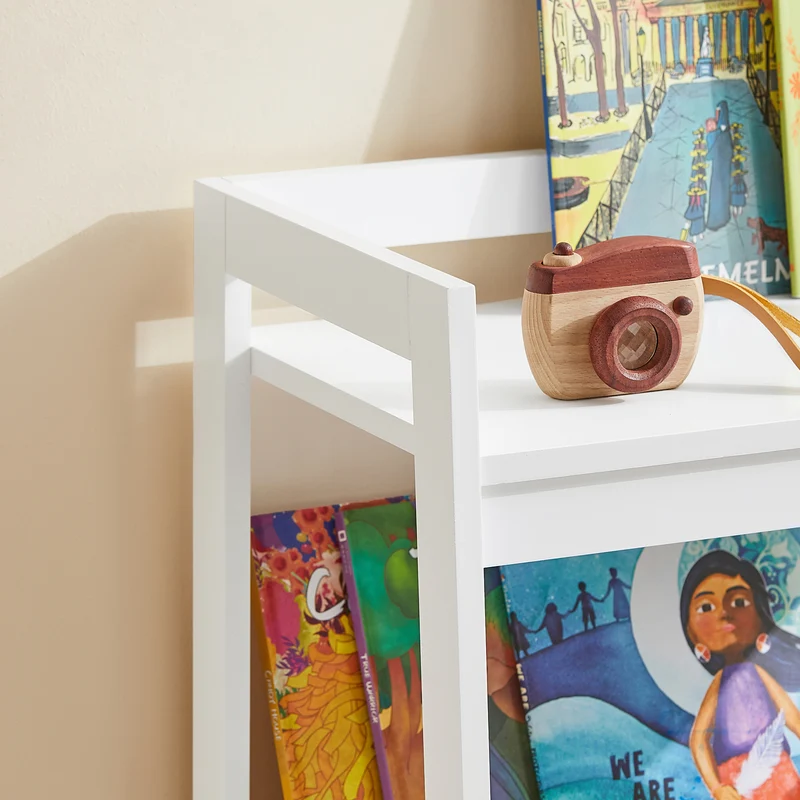 SoBuy KMB31-W Étagère de Rangement Jouets pour Enfants Coffre à Jouets Bibliothèque Étagère à Livres Porte-revues avec