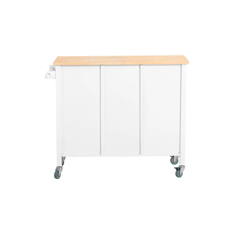 SoBuy FKW103-WN Desserte Îlot de Cuisine Desserte à roulettes Chariot de Cuisine Meuble de Rangement avec Porte-Serviettes, Placard Tiroir et 3 étagères