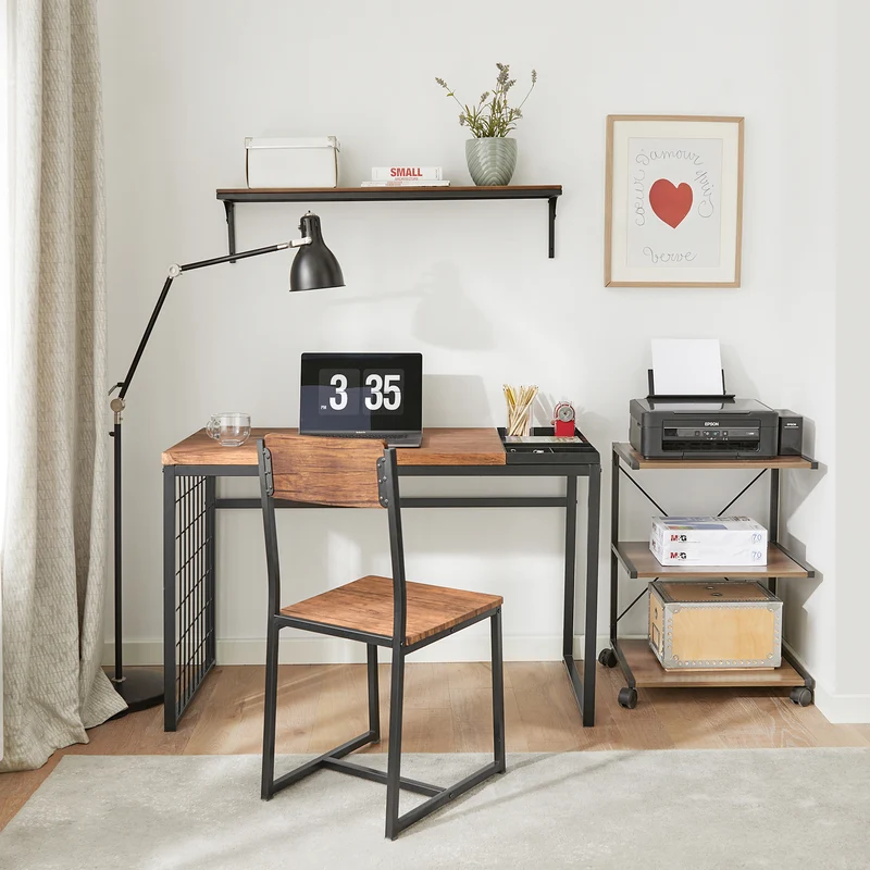 SoBuy FWT60-N Set de 1 Bureau + 1 Chaise Ensemble bureau et chaise Table de travail avec 2 tablettes amovibles
