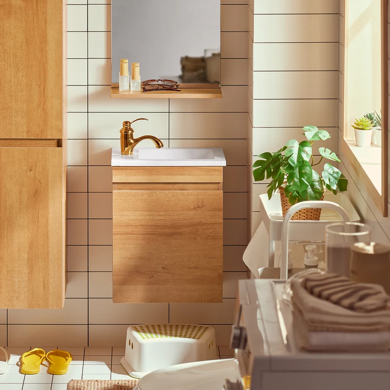 SoBuy BZR169-N Meuble Suspendu pour Lavabo Armoire de Salle de Bain avec Vasque Ensemble de Lavabo en céramique