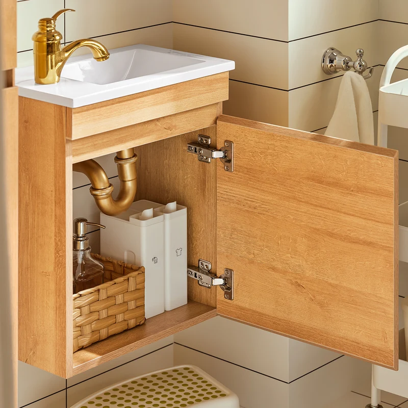 SoBuy BZR169-N Meuble Suspendu pour Lavabo Armoire de Salle de Bain avec Vasque Ensemble de Lavabo en céramique