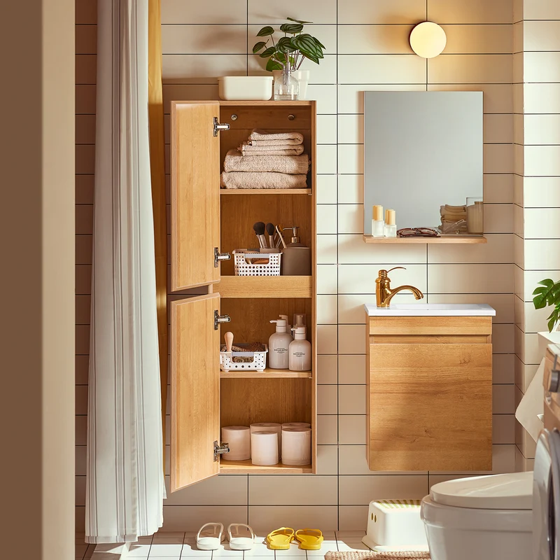SoBuy BZR169-SET Meuble Suspendu pour Lavabo avec Miroir Meuble sous Vasque avec Miroir Ensemble de Lavabo en céramique avec Miroir
