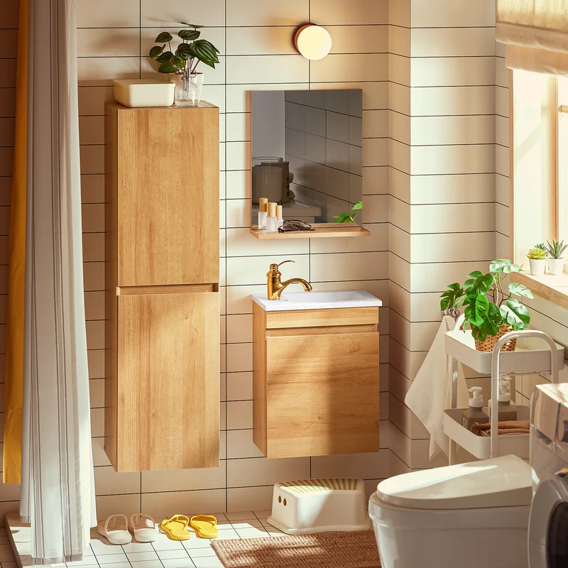 SoBuy BZR169-SET Meuble Suspendu pour Lavabo avec Miroir Meuble sous Vasque avec Miroir Ensemble de Lavabo en céramique avec Miroir