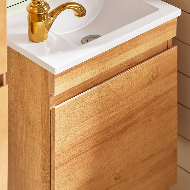 SoBuy BZR169-SET Meuble Suspendu pour Lavabo avec Miroir Meuble sous Vasque avec Miroir Ensemble de Lavabo en céramique avec Miroir