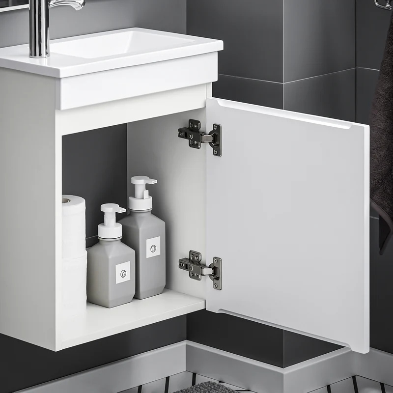 SoBuy BZR170-W Meuble Suspendu pour Lavabo Armoire de Salle de Bain avec Lavabo ，avec Vasque Ensemble de Lavabo en céramique