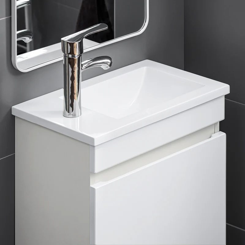 SoBuy BZR170-W Meuble Suspendu pour Lavabo Armoire de Salle de Bain avec Lavabo ，avec Vasque Ensemble de Lavabo en céramique