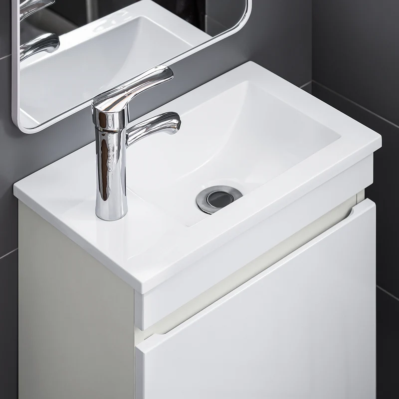 SoBuy BZR170-W Meuble Suspendu pour Lavabo Armoire de Salle de Bain avec Lavabo ，avec Vasque Ensemble de Lavabo en céramique