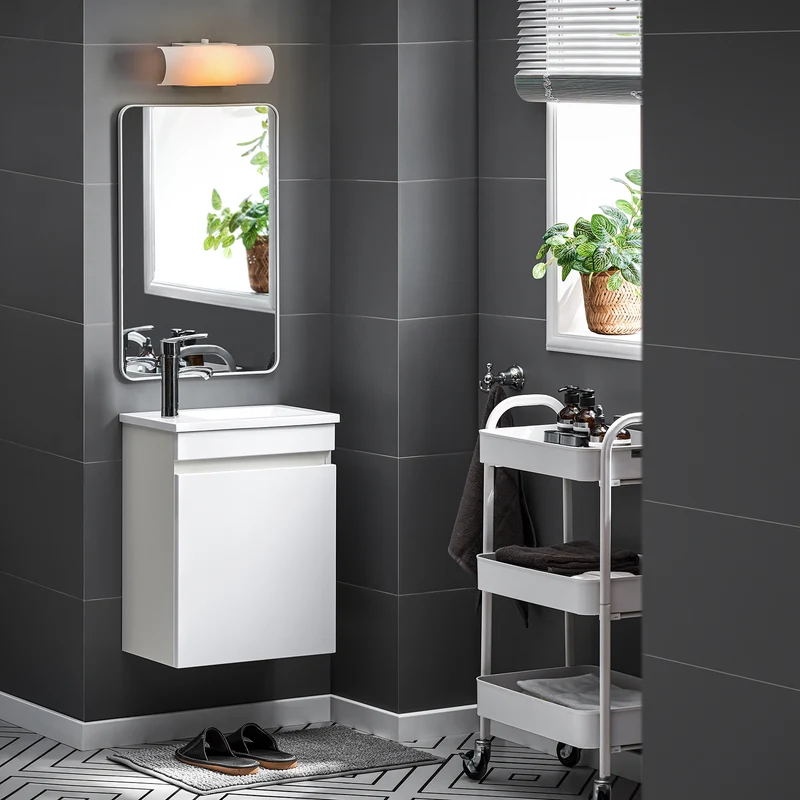 SoBuy BZR170-W Meuble Suspendu pour Lavabo Armoire de Salle de Bain avec Lavabo ，avec Vasque Ensemble de Lavabo en céramique