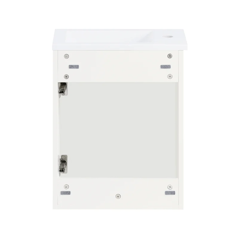 SoBuy BZR170-W Meuble Suspendu pour Lavabo Armoire de Salle de Bain avec Lavabo ，avec Vasque Ensemble de Lavabo en céramique