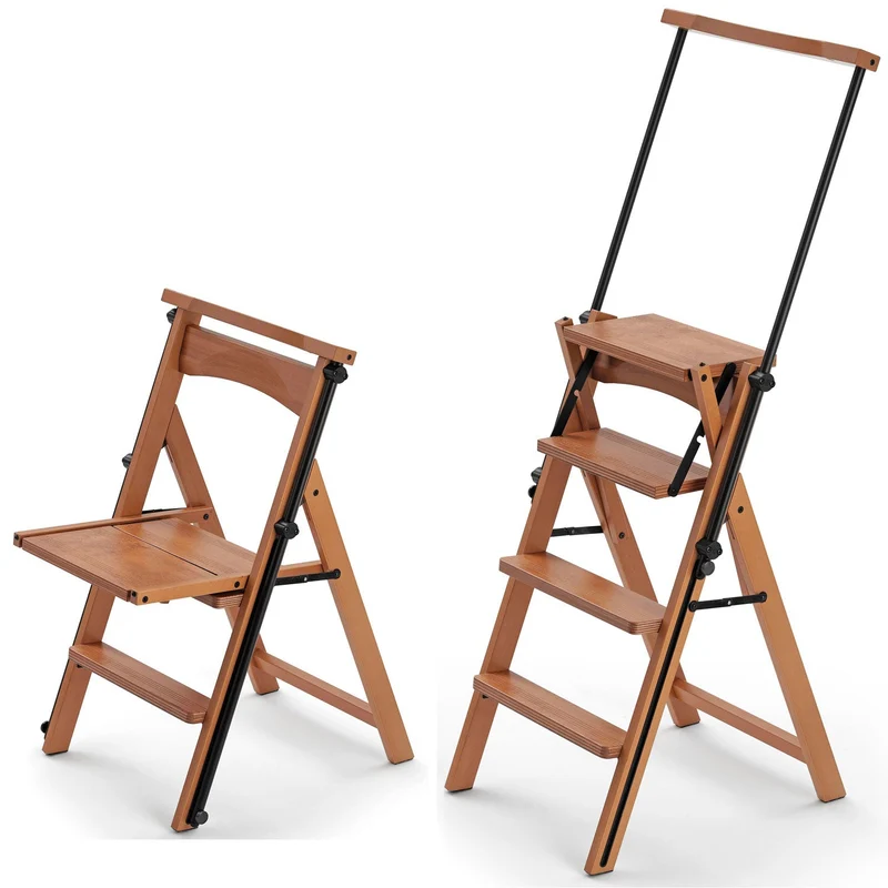 ARIT - Chaise Escabeau ELETTA, Tabouret Marche Pied, escabeau transformable et pliable avec système de sécurité - couleur cerise