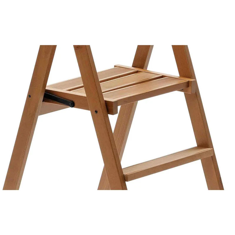 ARIT - Escabeau KIMORA 4, Escabeau Bois, 4 Marches Antidérapantes, Escabeau Pliable, large plate-forme, pieds à la base, Couleur cerise