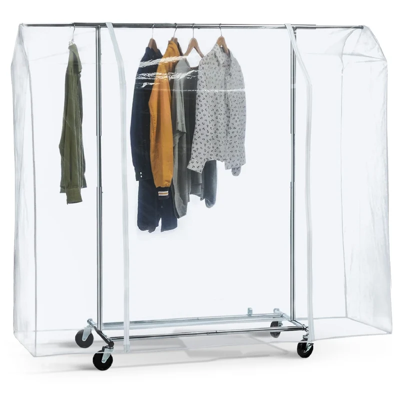 Tatkraft Big - Housse Portant Vetement, Housse Protection pour Portant à Vêtements, 183×60×160cm, Transparente avec 2 Fermetures Éclair, Antipoussière