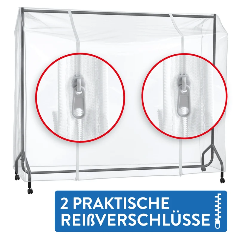 Tatkraft Big - Housse Portant Vetement, Housse Protection pour Portant à Vêtements, 183×60×160cm, Transparente avec 2 Fermetures Éclair, Antipoussière