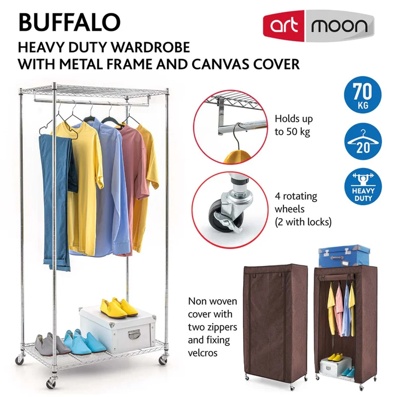 Armoire mobile avec housse brune – art moon Buffalo