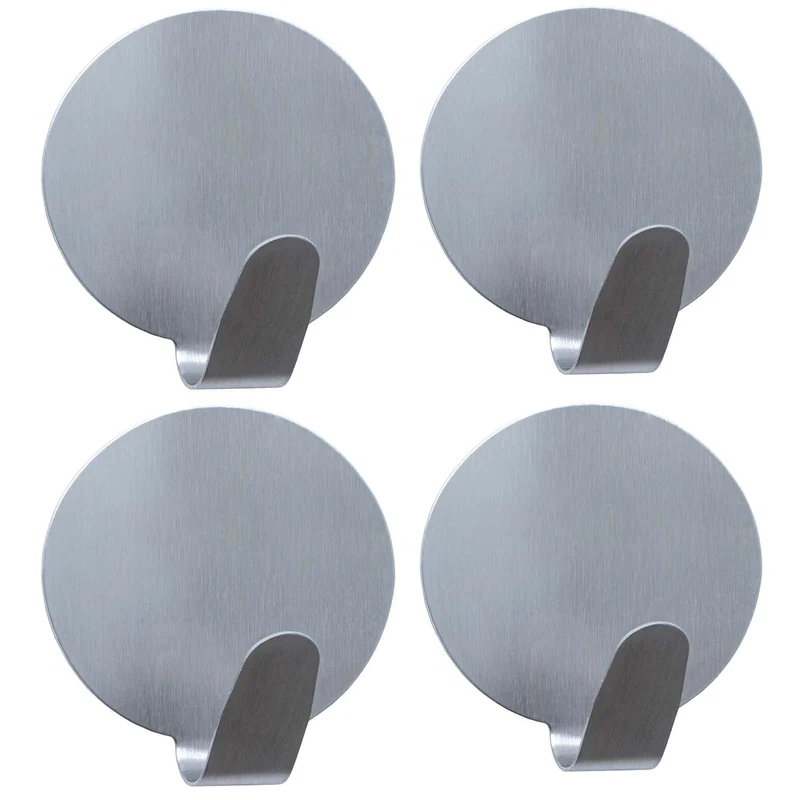 Tatkraft Band Ensemble de 4 Crochets Adhesif Mural - Porte-Serviettes Argent