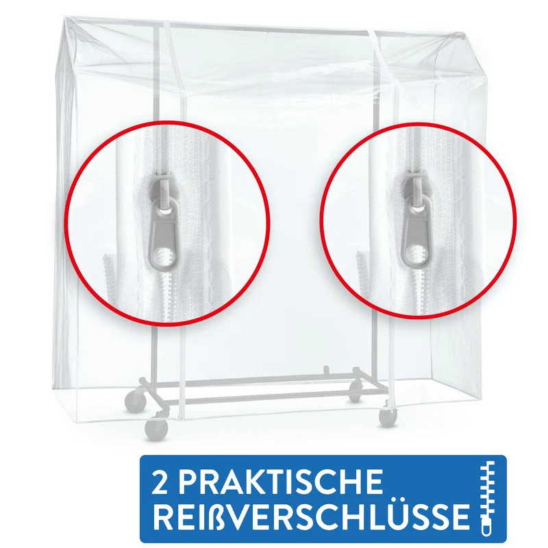 Tatkraft Anwalt – Housse transparente imperméable pour portant à vêtements, 2 fermetures éclair, L 130 cm