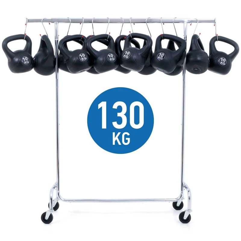 Tatkraft Didrik – Portant à vêtements solide sur roulettes, jusqu’à 130 kg, acier chromé