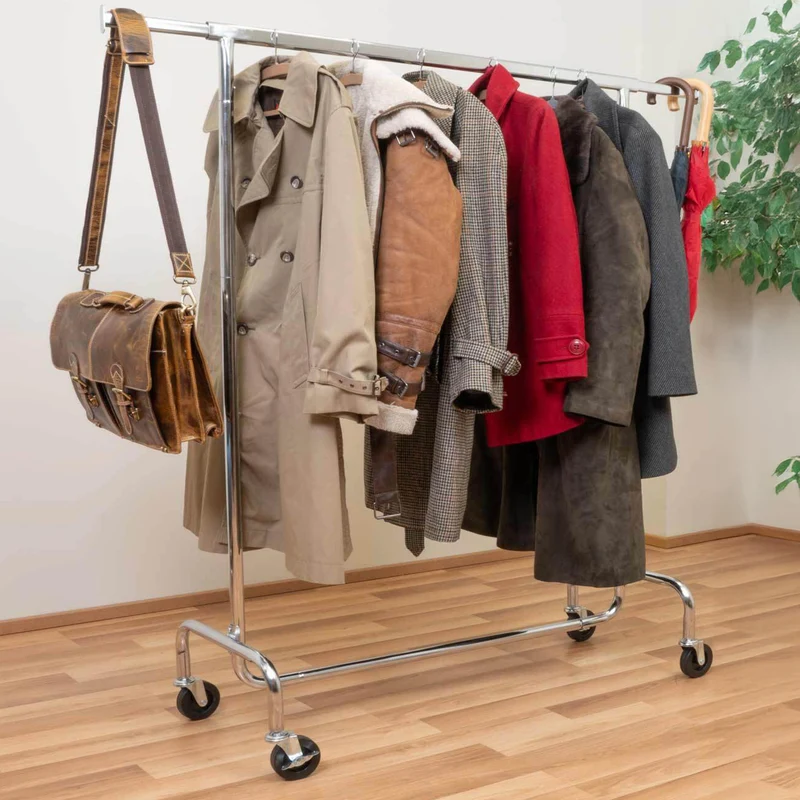 Tatkraft Didrik – Portant à vêtements solide sur roulettes, jusqu’à 130 kg, acier chromé