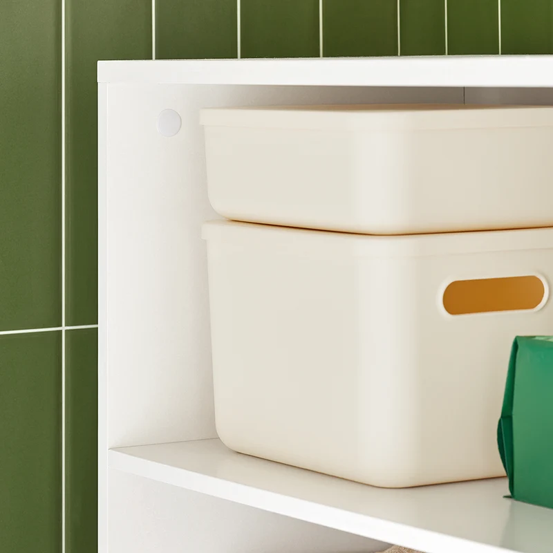 SoBuy BZR182-W Colonne Salle de Bain avec 2 Portes, 2 Paniers à Linge Amovibles et 3 Compartiments Ouverts, pour Salle de Bain et WC – L65×P32×H170 cm, Blanc
