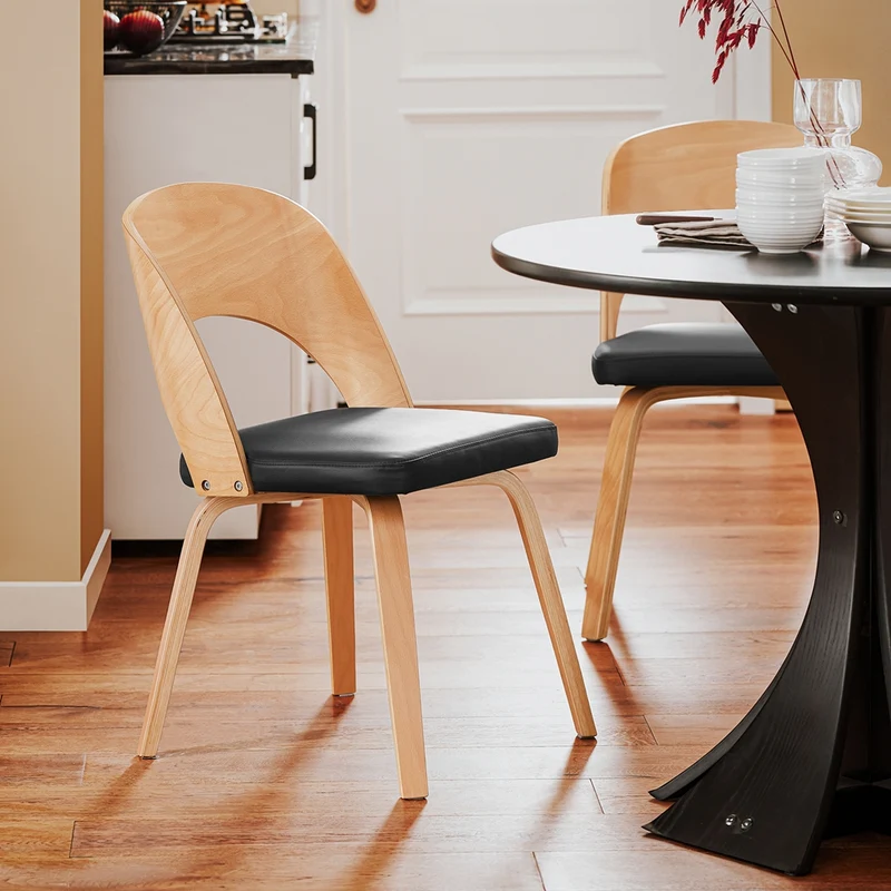 SoBuy FST97-SCH Chaise en Bois avec Dossier et Assise Rembourrés