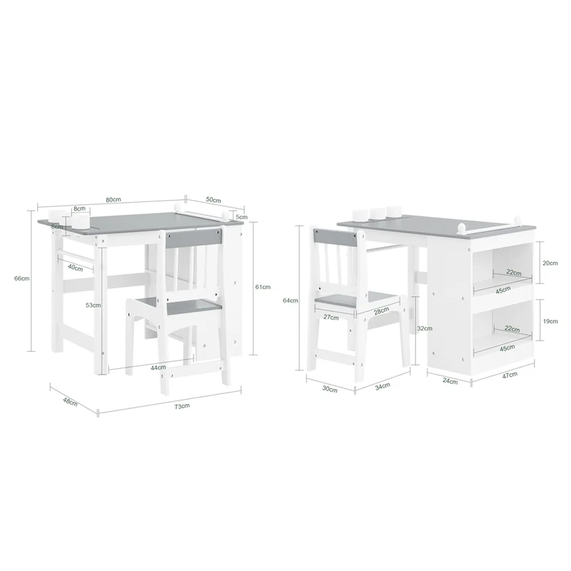 SoBuy KMB60-HG Ensemble Table et Chaise Enfant avec 1 porte-rouleau de papier, 1 sortie de papier, 1 locateur de papier et 3 emplacements pour stylos