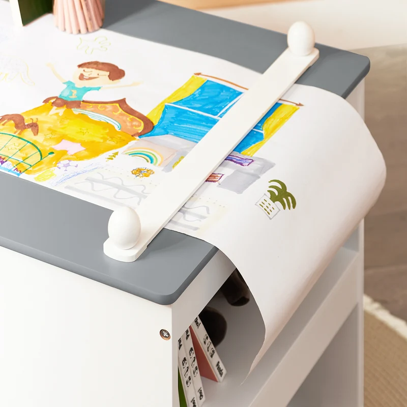SoBuy KMB60-HG Ensemble Table et Chaise Enfant avec 1 porte-rouleau de papier, 1 sortie de papier, 1 locateur de papier et 3 emplacements pour stylos