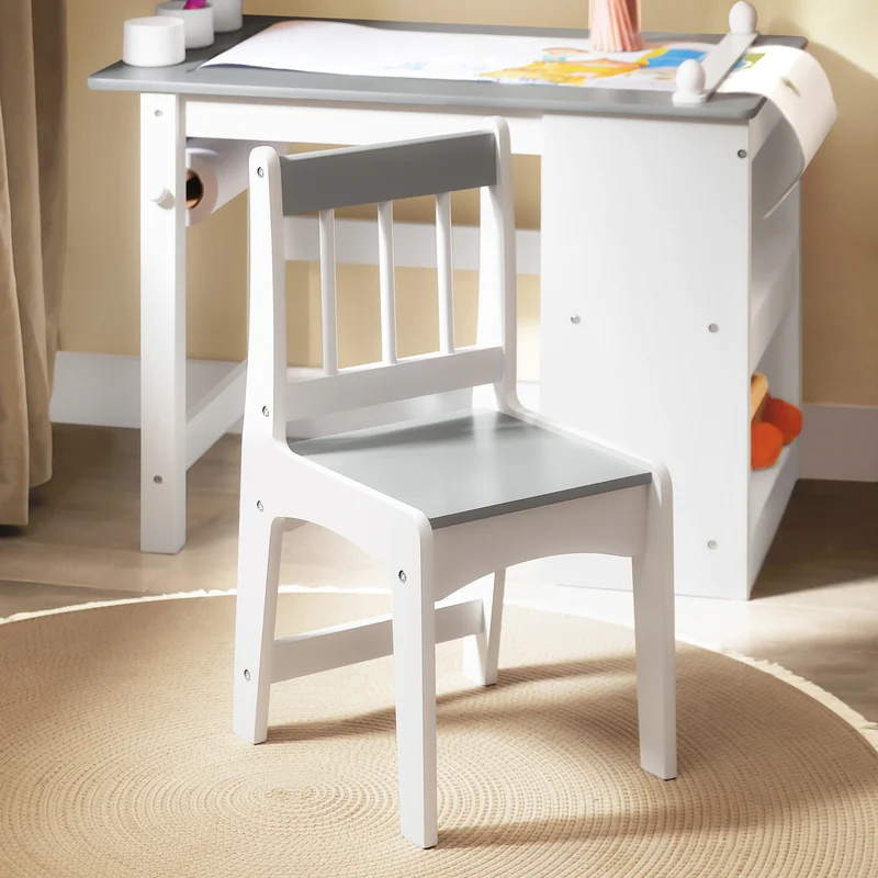 SoBuy KMB60-HG Ensemble Table et Chaise Enfant avec 1 porte-rouleau de papier, 1 sortie de papier, 1 locateur de papier et 3 emplacements pour stylos