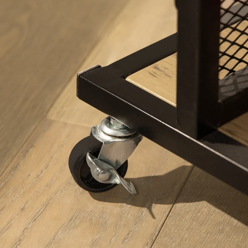 SoBuy SVW05-N Chariot de Bar Desserte de Style Industriel Desserte à 3 Niveaux avec roulettes Étagère de Cuisine