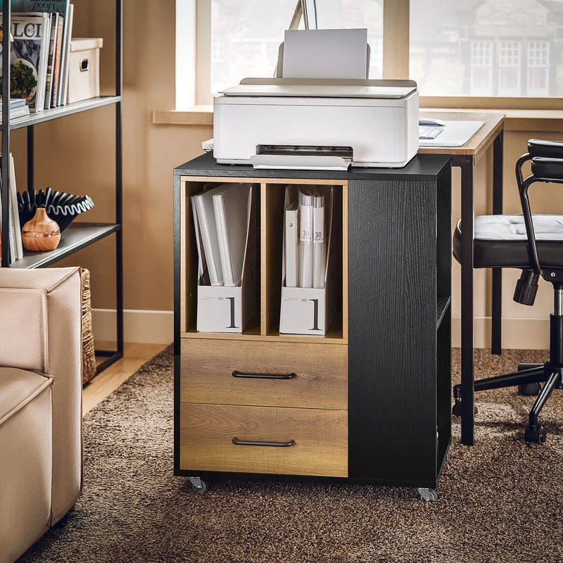 SoBuy ASK01-PF Caisson de Bureau Support Imprimante Bureau Mobile Caisson avec Tiroirs et Compartiments Bureau