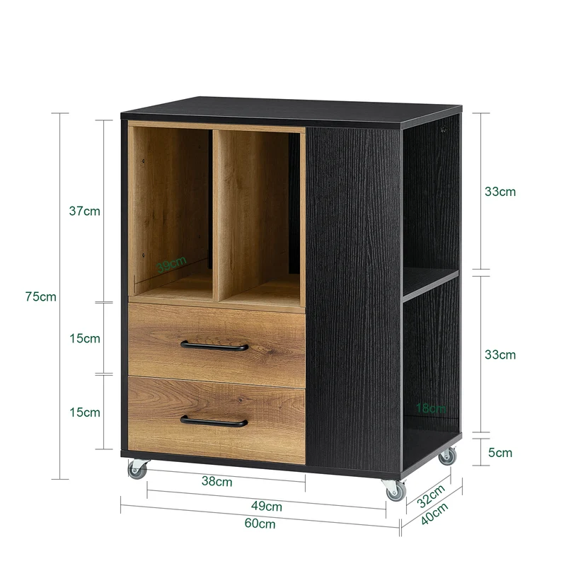 SoBuy ASK01-PF Caisson de Bureau Support Imprimante Bureau Mobile Caisson avec Tiroirs et Compartiments Bureau