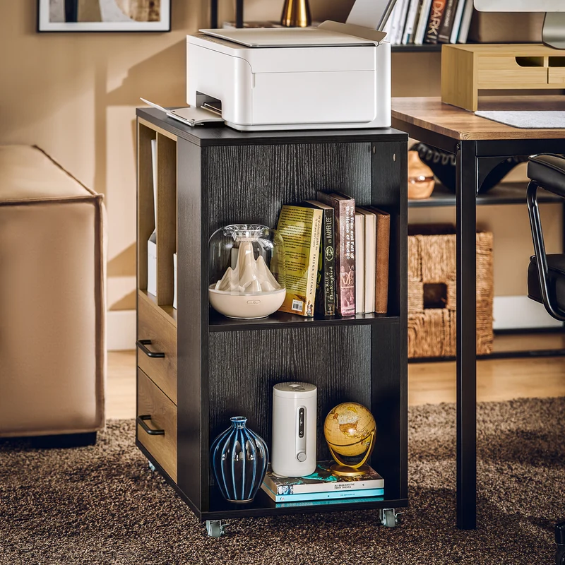 SoBuy ASK01-PF Caisson de Bureau Support Imprimante Bureau Mobile Caisson avec Tiroirs et Compartiments Bureau