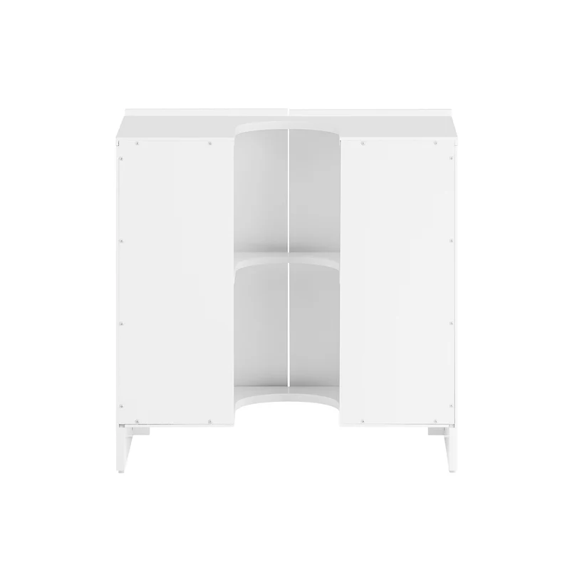 SoBuy BZR164-W Meuble sous-Lavabo, Meuble sous-Vasque à 2 étages réglable et 2 Portes de Salle de Bain