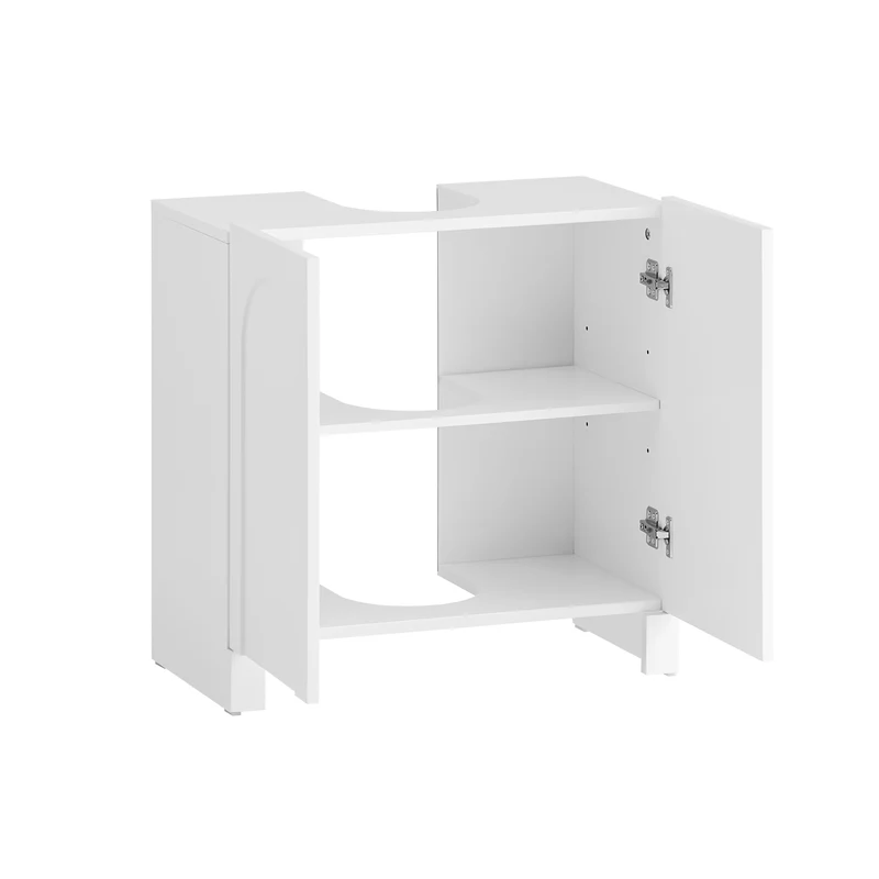 SoBuy BZR164-W Meuble sous-Lavabo, Meuble sous-Vasque à 2 étages réglable et 2 Portes de Salle de Bain